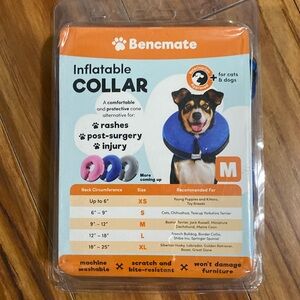 Benchmate Inflatable protective dog & cat collar, size medium, NIB.